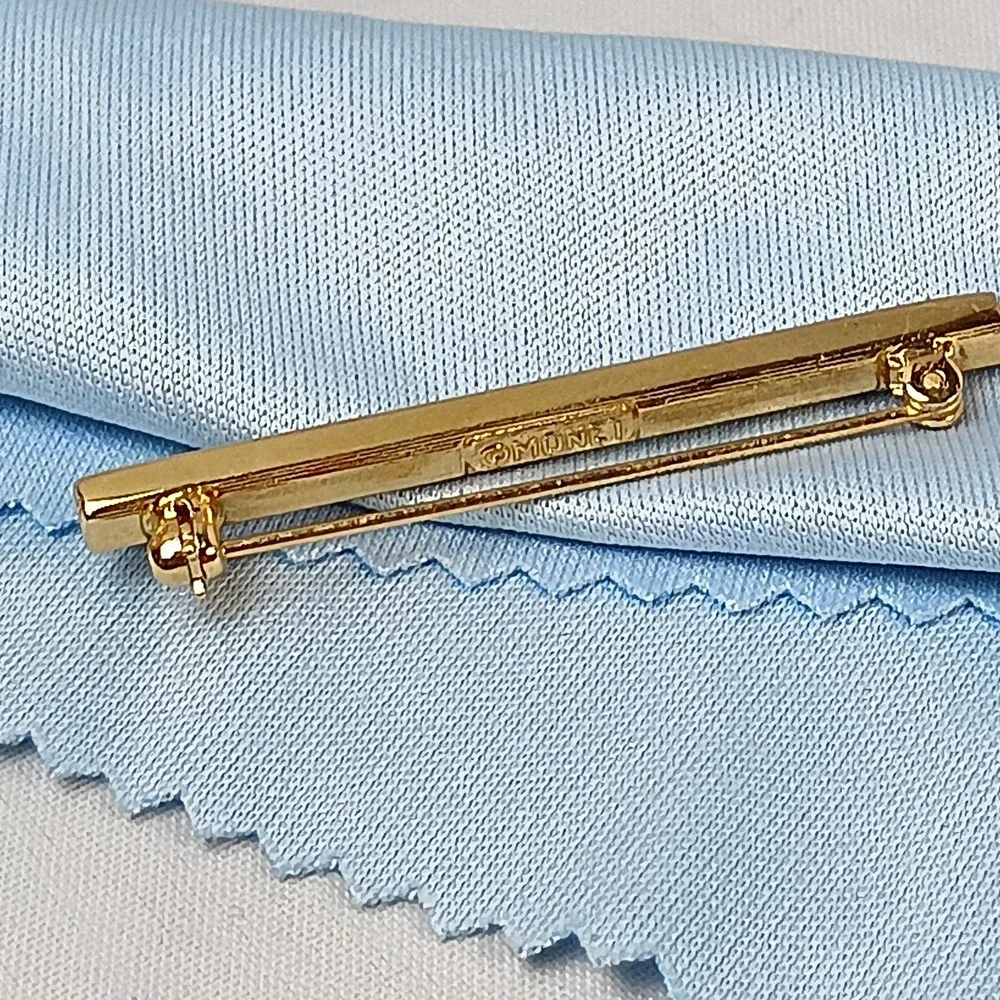 VTG Monet high-quality triple-plated gold finish Rhinestones Bar Brooch 1.75